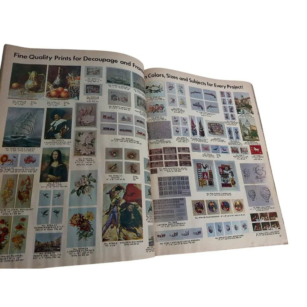 Vintage 1970 American Handicrafts Catalog Retro 70s Boho Decoupage Purse Craft